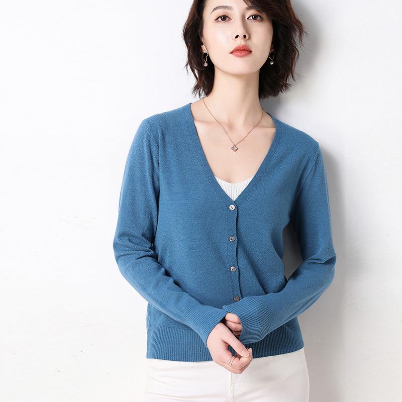 Cardigan da Donna a Bottoni Singoli Lavorati a Maglia Monocolore Maglione Cardigan Primavera Autunno Moda Coreana Maglioni Girocollo Capispalla Lavorati a Maglia