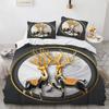 Cartoon Elk Duvet Cover King Queen Size Golden Deer Pattern Bedding Set for Teens Adults Wild Buck Quilt Cover with Pillowcase