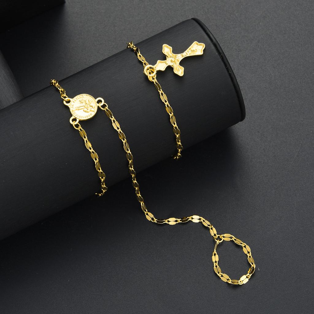 2 Piece One Piece Cross Portrait Bracelet Set Fashion Jewelry Women Trendy Shiny Daily Party Accessory Decorative Gift Idea