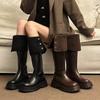 Temperament British style knee high boots two wear autumn versatile locomotive boots and boots women's platform new thick heel