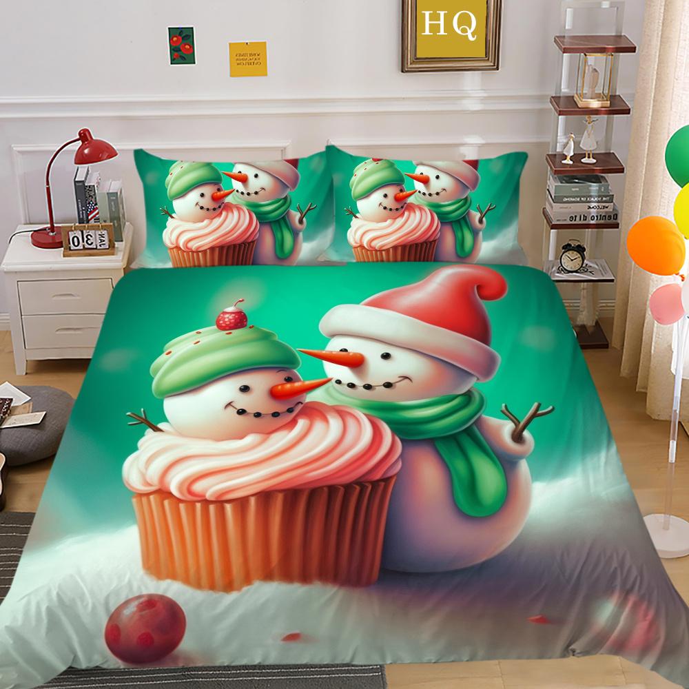 Fashion Christmas Printed King Size Comforter Cover Set Highend Polyester Teen Kids Home Bedclothes