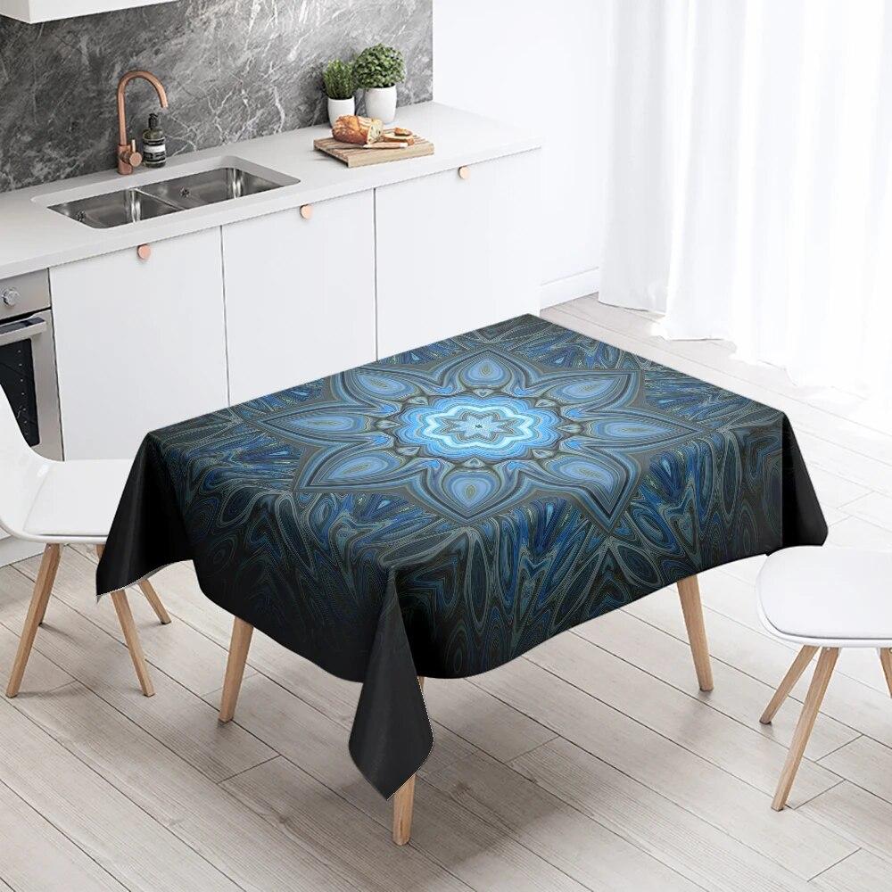 Psychedelische geometrische Mandala-Tischdecke, Hochzeitsdekoration, Restauranttisch, wasserdicht, rechteckig