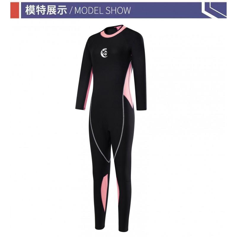 2mm Womens Full Wetsuit Snorkeling Swimming Surfing Fall Warmth Lightweight Dive Suit Black Pink Blue