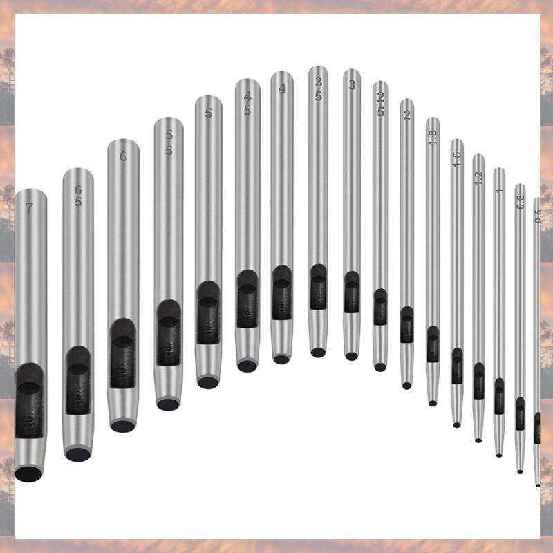 

2025 Trend 17 Piece Round Leather Hole Punch Tool 0.5-7Mm As Shown Steel Metal Hollow Hole Punching For Leather Craft Punch Tool коричневый