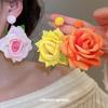 Early Spring Fabric Art Flower Super Fairy New Earrings Sweet Versatile Vacation Style Earrings Light Luxury High-end Earrings