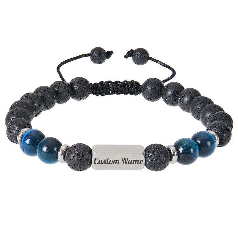 JYL TS Bracelet Sports  Rugby Motif Fosters Teamwork & Athletic Luck Blue tiger eye-engraved