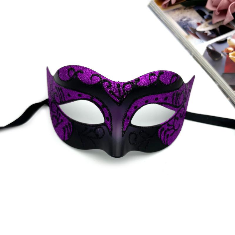 Halloweenmask med plastdesign i halvt ansikte för cosplay och kostymfester