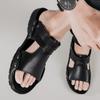 2024 Summer New Men's Versatile Fashion Two Wear Casual Leather Shoes Sandals Simple Outdoor Comfortable Anti Slip Beach Shoes