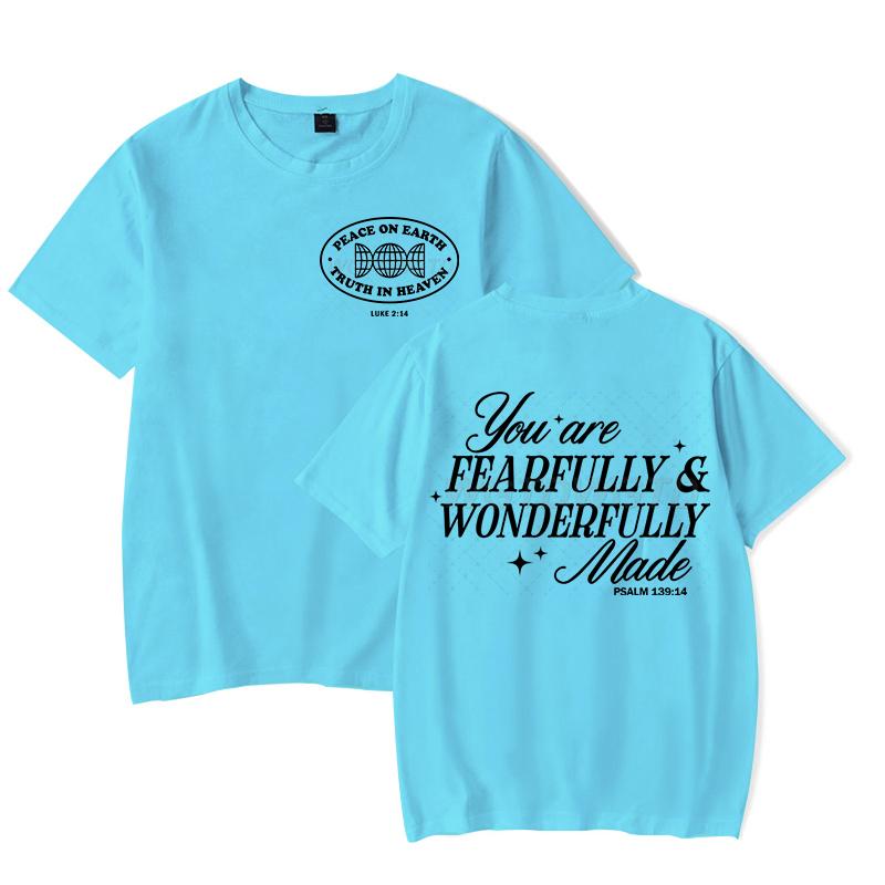 Gift for Christian Tshirt You Are Fearfully Wonderfully Made Graphic T Shirts Women Funny Religious Christian Faith Tee Shirt