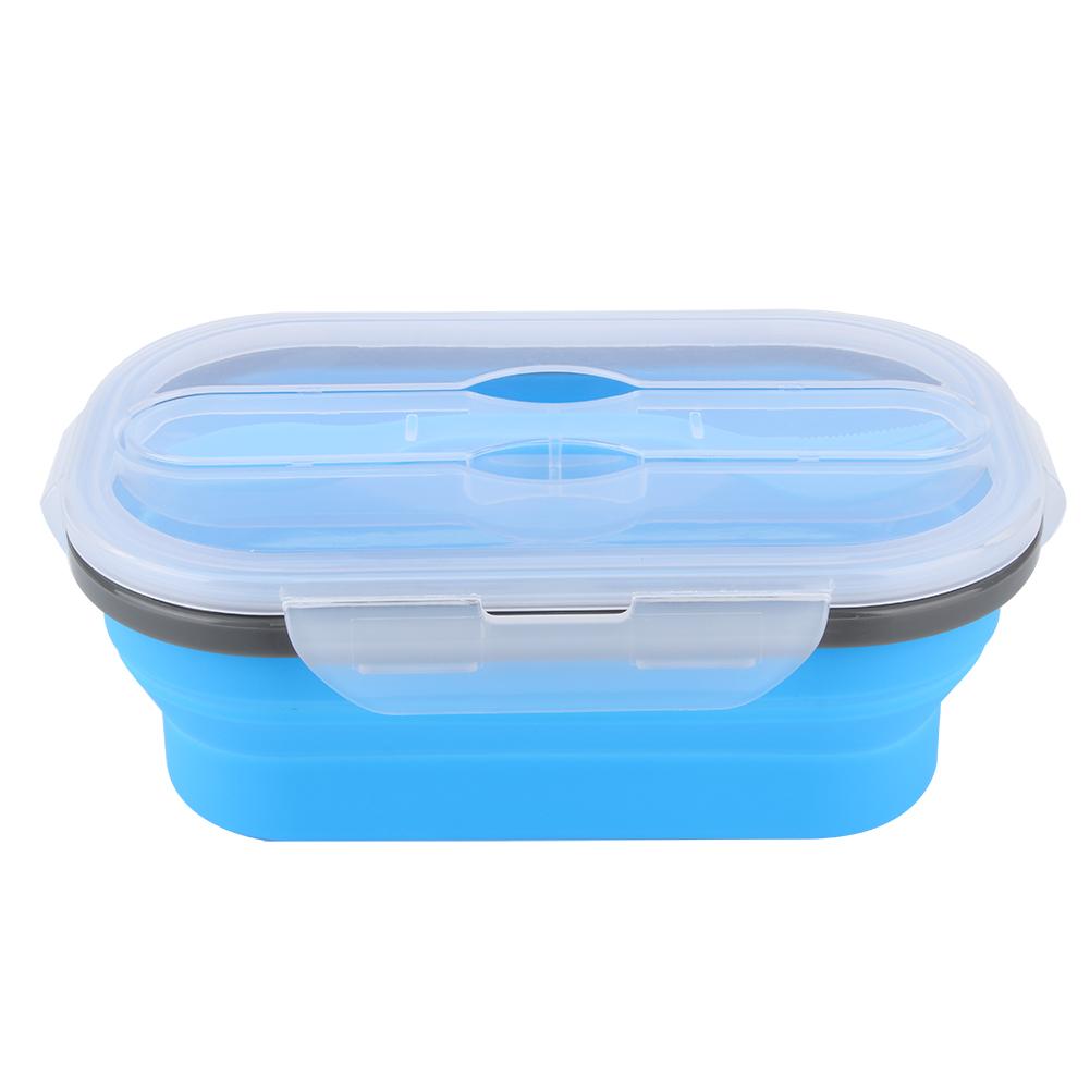 800ml Portable Silicone Folding Lunch Box Bento Boxes Food Container for Outdoor Travel Picnic