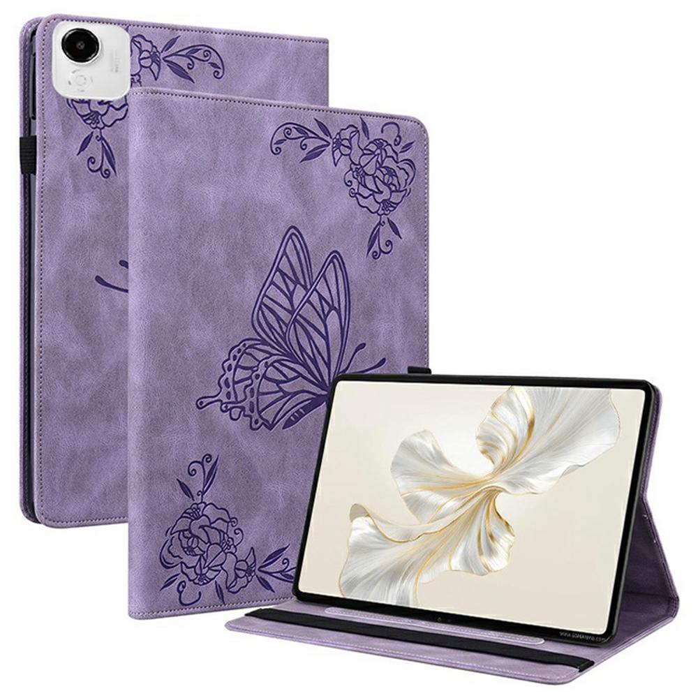 Pro Honor Pad X9a Pouzdro s potiskem motýlů a květin, kryt na tablet z PU kůže s přihrádkami na karty