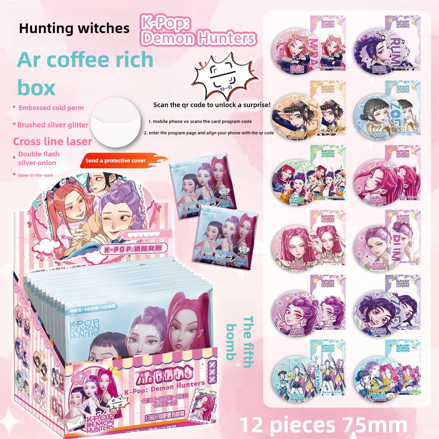 

Huntrix K-POP Слепой бокс, набор из 12 шт. светящихся аниме значков с дополненной реальностью и защитой, таинственный коллекционный подарок для фанатов, атрибут для рождественской вечеринки на день рождения