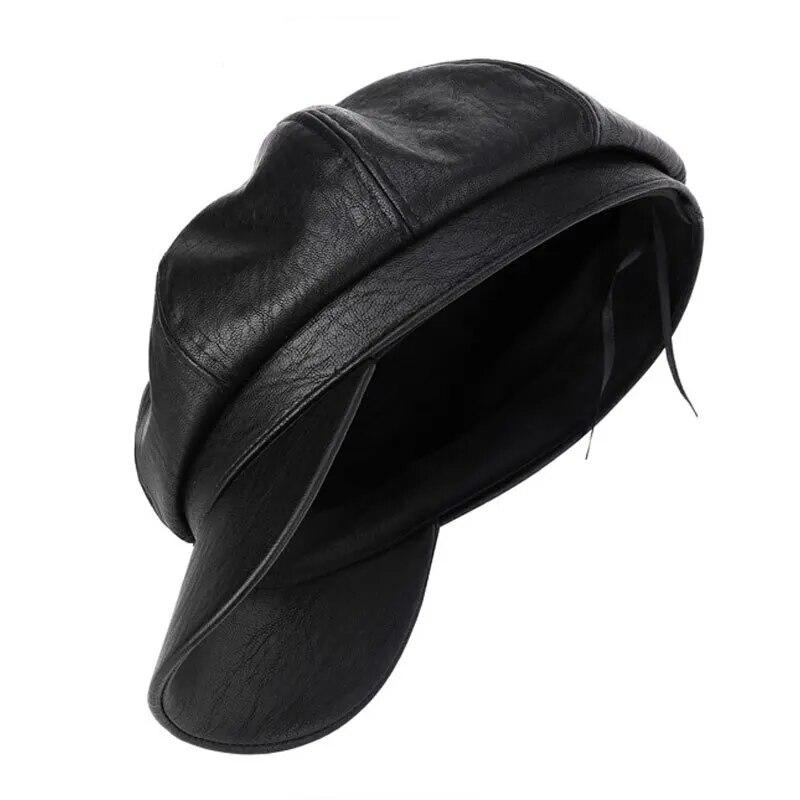 Autumn Winter Hats for Women Solid Plain Octagonal Newsboy Cap Men Ladies Casual PU Leather Hat Winter Beret Painter Cap