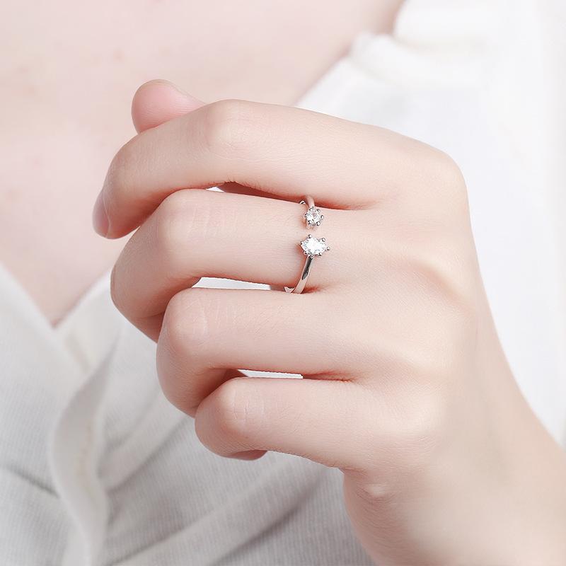 Bague en Argent Sterling S925 Tendance Exquise Ouverte Style Coréen Bague Polyvalente