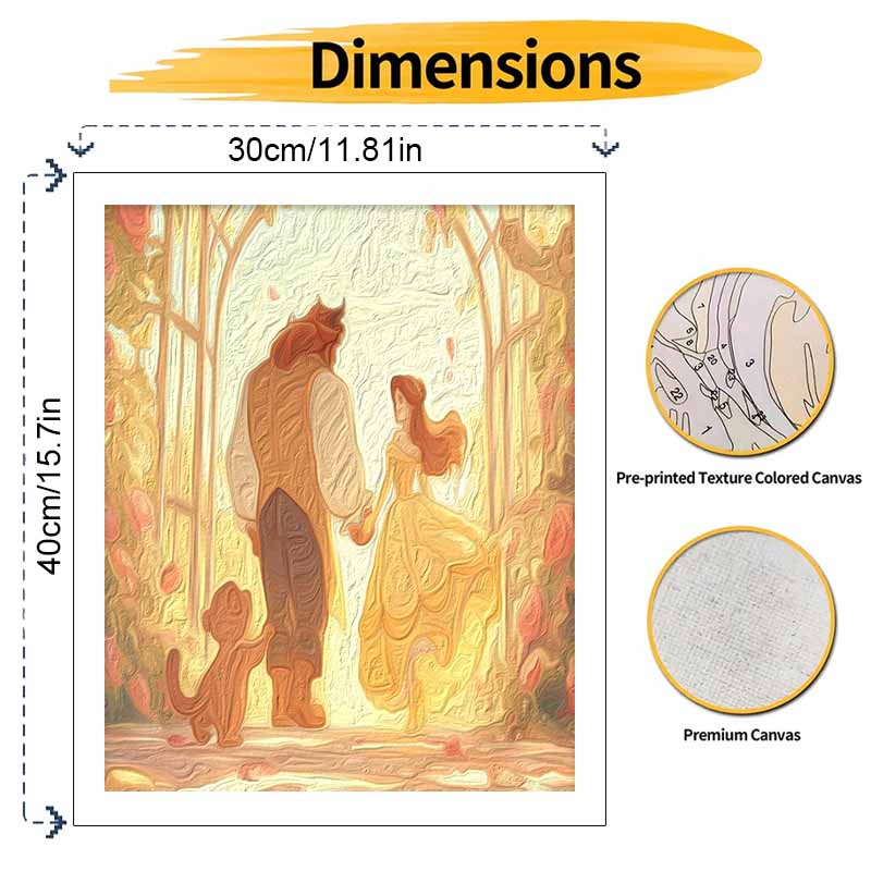 Disney Beauty and the Beast Oil Painting Kit Canvas DIY Home Decor Gift