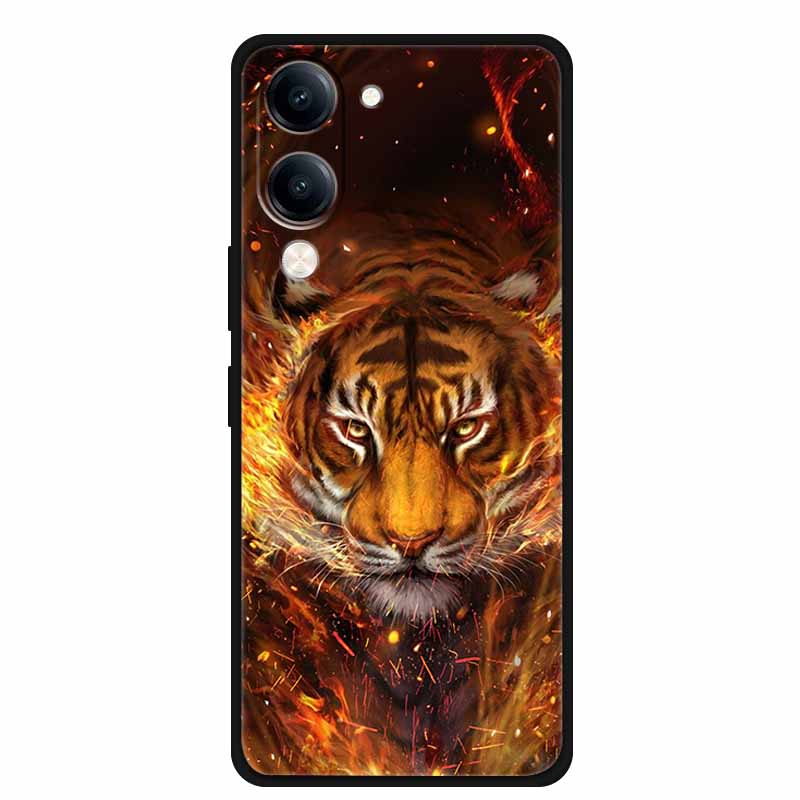 For Vivo iQOO Z10 Lite Case Silicone Black TPU Funda Back Cover for iQOO Z10 Lite 5G I2409 Soft Case Animal Coque IQOOZ10 Lite