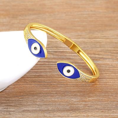 Nidin High Quality Lucky Evil Eye Bangles Bracelets for Women Girl Mutiltype Classic Colorful Enamel Boho Adjustable Jewelry