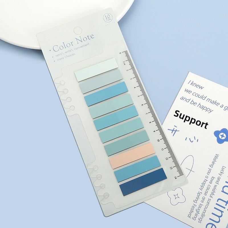 Colorful Transparent Morandi Ruler Index Stickers - Writable Classification Labels & Sticky Notes