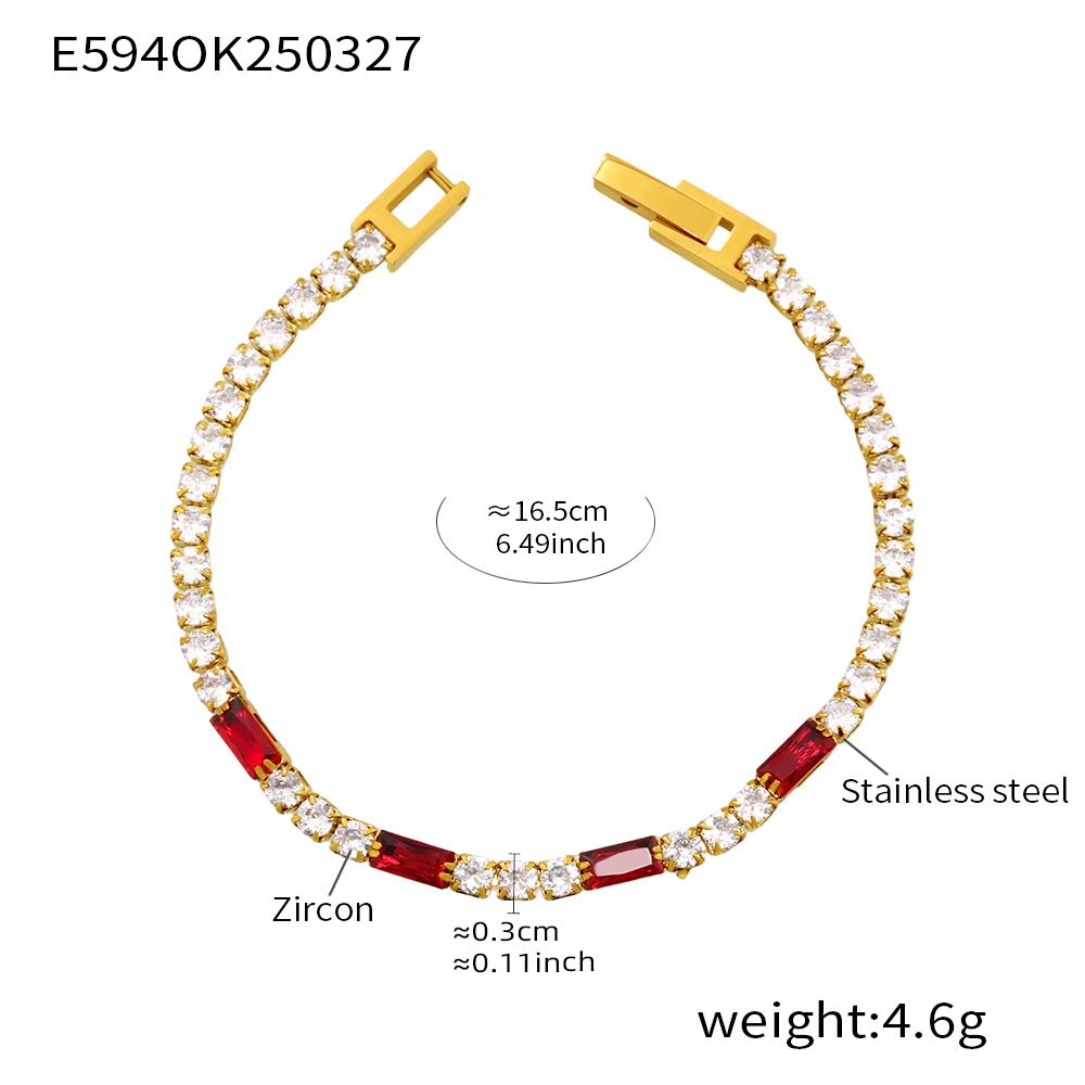 316 Stainless Steel Gold-Plated Luxury Bangle for Women Fashion Square Round Colorful Zirconia Bracelet Female Charms Zircon