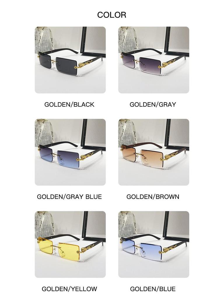 2024 Frameless Leopard Print Square Sunglasses – European & American Style