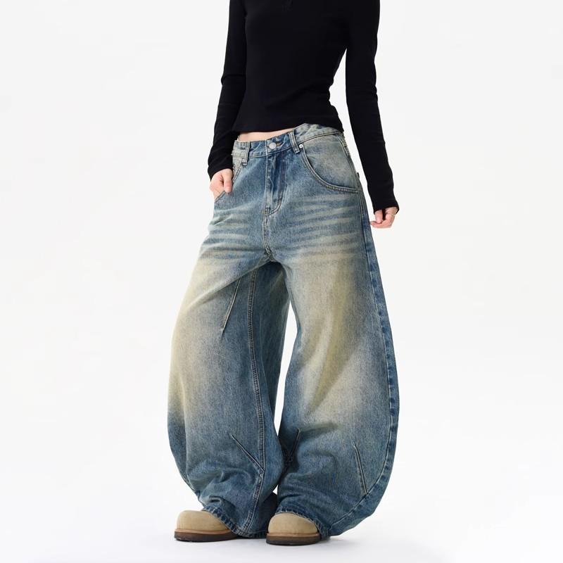 JYL Men s Straight Jeans Cross-Border Vintage Print HipHop Gothic Denim S
