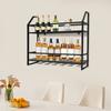 Wall Mounted Wine Rack Holder, Black Steel Frame, Modern Bar Storage Shelf With 66 lbs Load Capacity For Kitchen, Dining Room
