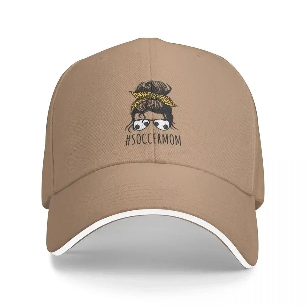 Soccer Mom With Leopard And Messy Bun Bucket Hat Baseball Cap Brand Unisex caps hats baseball cap Christmas hats Women hat Unisexs