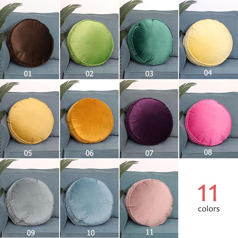 Japanese Style Simple Round Velvet Cushion Candy Color Sofa Cushion Covers No Fillings Tatami Homestay Decor Pouf Pillowcase