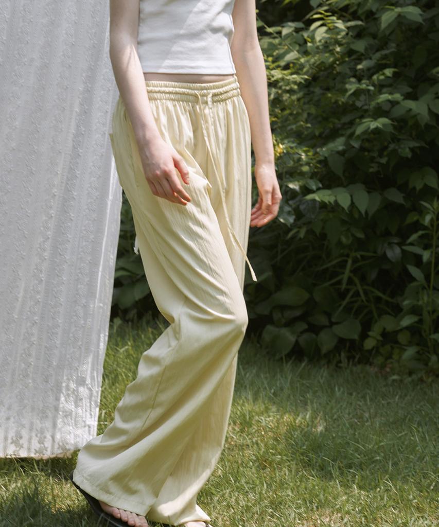 Mosyupamosyu Summer Wide Elastic Waist Pants [Butter Yellow]