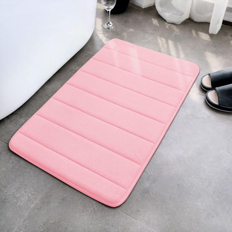 Stain-Resistant Coral Fleece Non-Slip Bath & Entry Mat: Water-Absorbent, Easy-Care, Solid Color