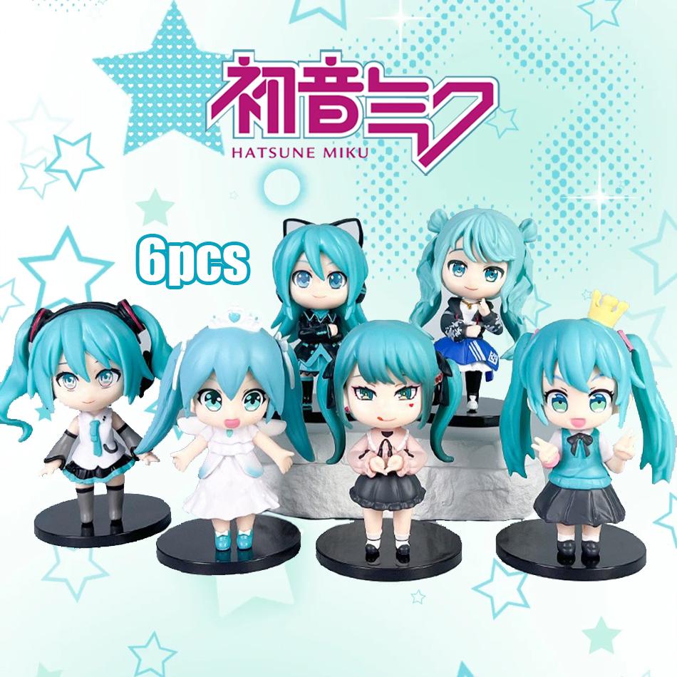 6pcs/set Anime new hatsune miku figure mini character ornaments kawai hatsune table decoration for home adult toy child gifts