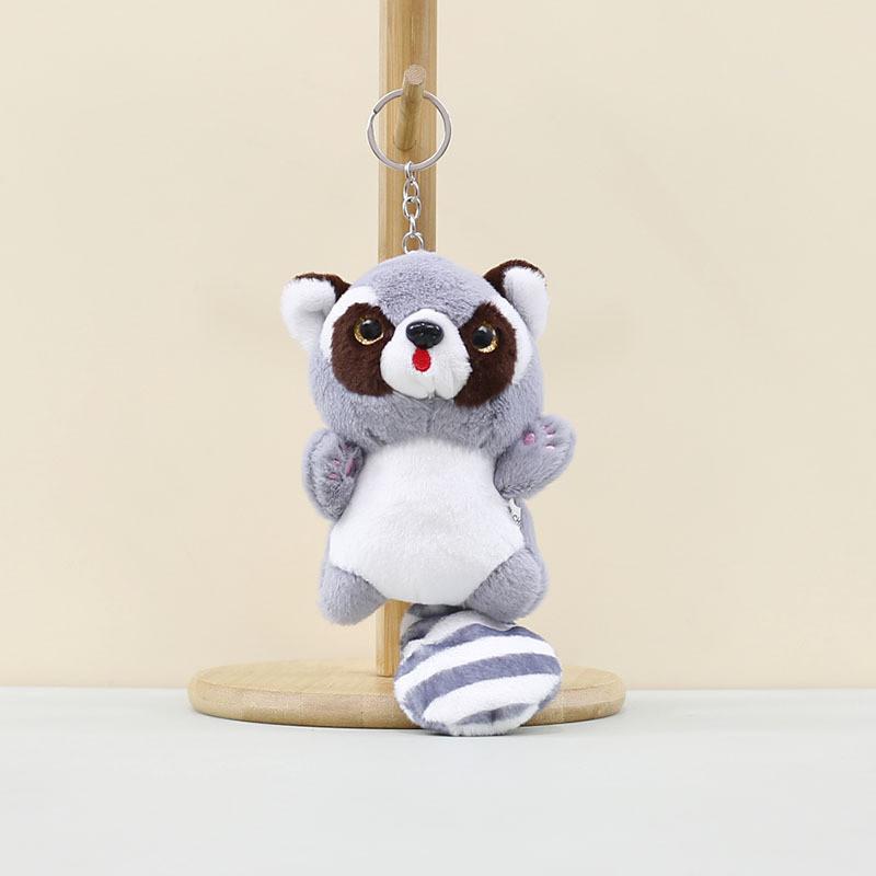 

Adorable Cartoon Raccoon Plush Keychain Cuddly Panda Doll Backpack Pendant серый