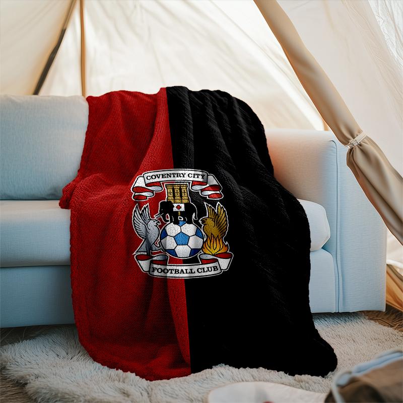 1PC Coven-try Football Club Crest Printed Soft Flannel Blanket Throw for Adult Bedroom Living Room Sofa Camping Travel Fan gifts Christmas Gifts
