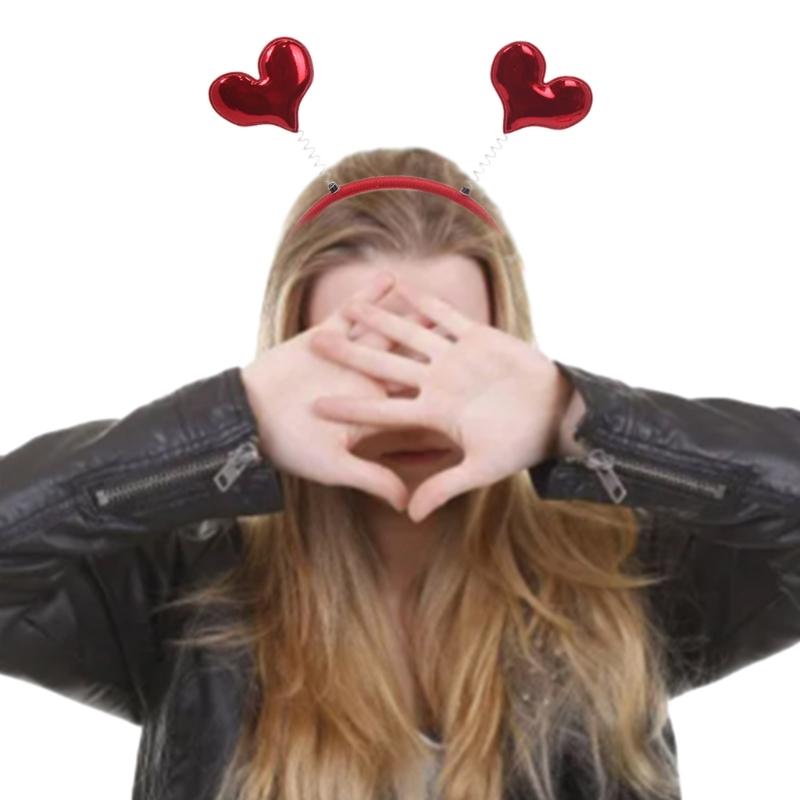 Hoppande Paljetter Hjärta Form Hårband Alla Hjärtans Dag Karnevaler Huvudsmycke Baler Fest Cosplay Verktyg för Vuxen Unisex