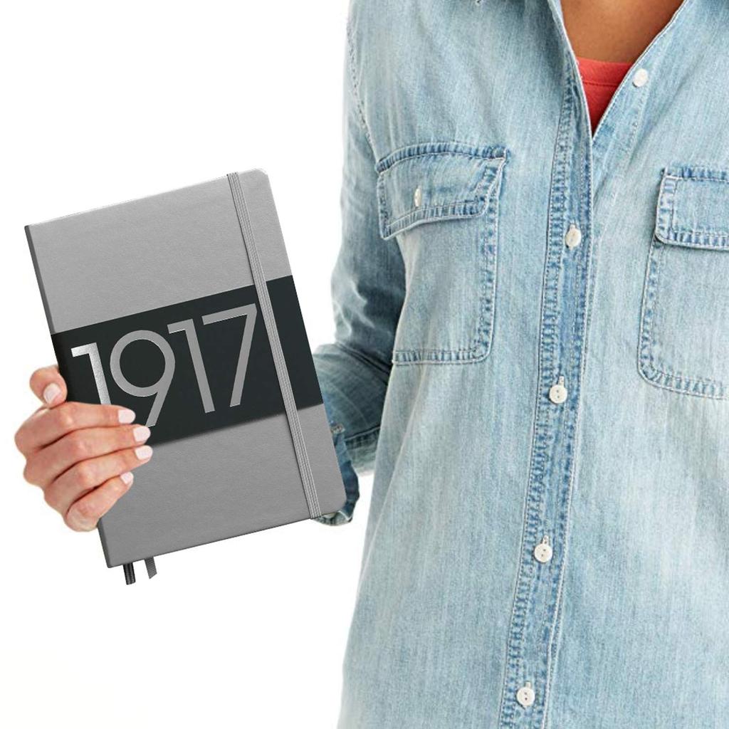 Leuchtturm A5 Notebook with Dotted Grid, Silver, 355678, Officially Imported