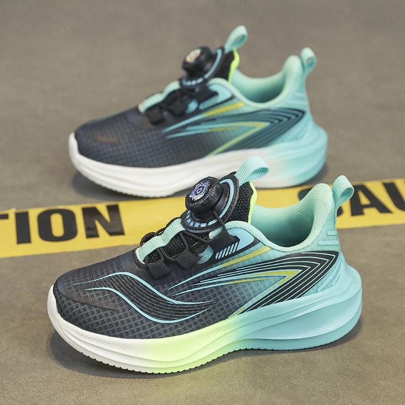 Children's sports shoes New mesh breathable boys' and students' running shoes Lightweight girls' school rotating buttons
