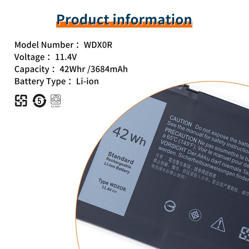 New Original 11.4V 42Wh Battery WDXOR WDX0R For Dell Inspiron 13 14 15 17 5000 7000 P69G001 5378 5379 5770 5570 P69G Vostro 5471