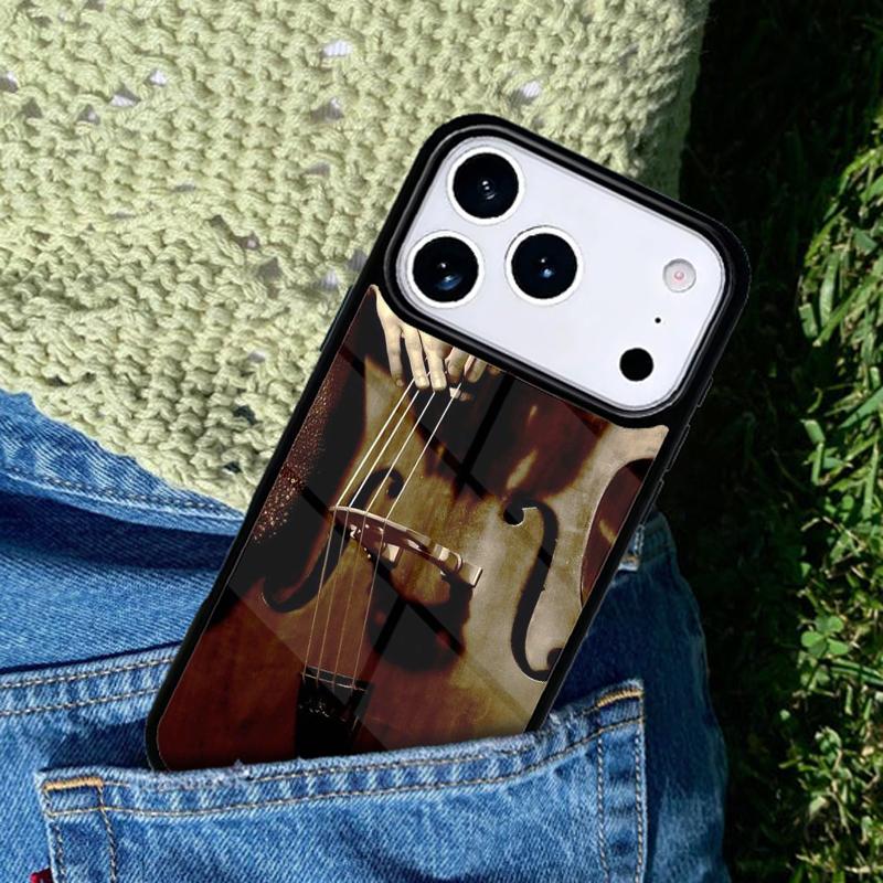 Wood Cello Violin Phone Case For iPhone 17 AIR 16 Pro Max 15 14 Pro 11 12 13 Shockproof Silicone Cover
