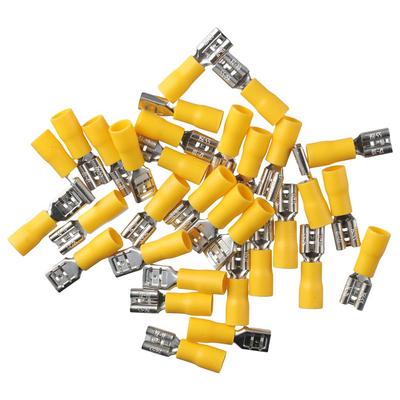 100PCS FDD5.5-250 Female Quick Disconnects 4-6mm² Vinyl Insulated Spade Wire Connector Yellow Terminal 12-10 AWG