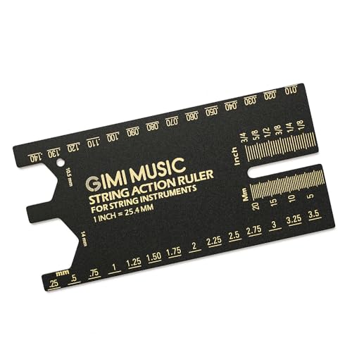 GIMI Multi-Function Guitar String Ruler, String Action Ruler, Aluminum Alloy, for Guitar String Height Adjustment, Fret, Saddle, Nut Height, and Strin