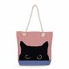 Bicolor cat print thick rope single-shoulder beach bag 7283 CLE