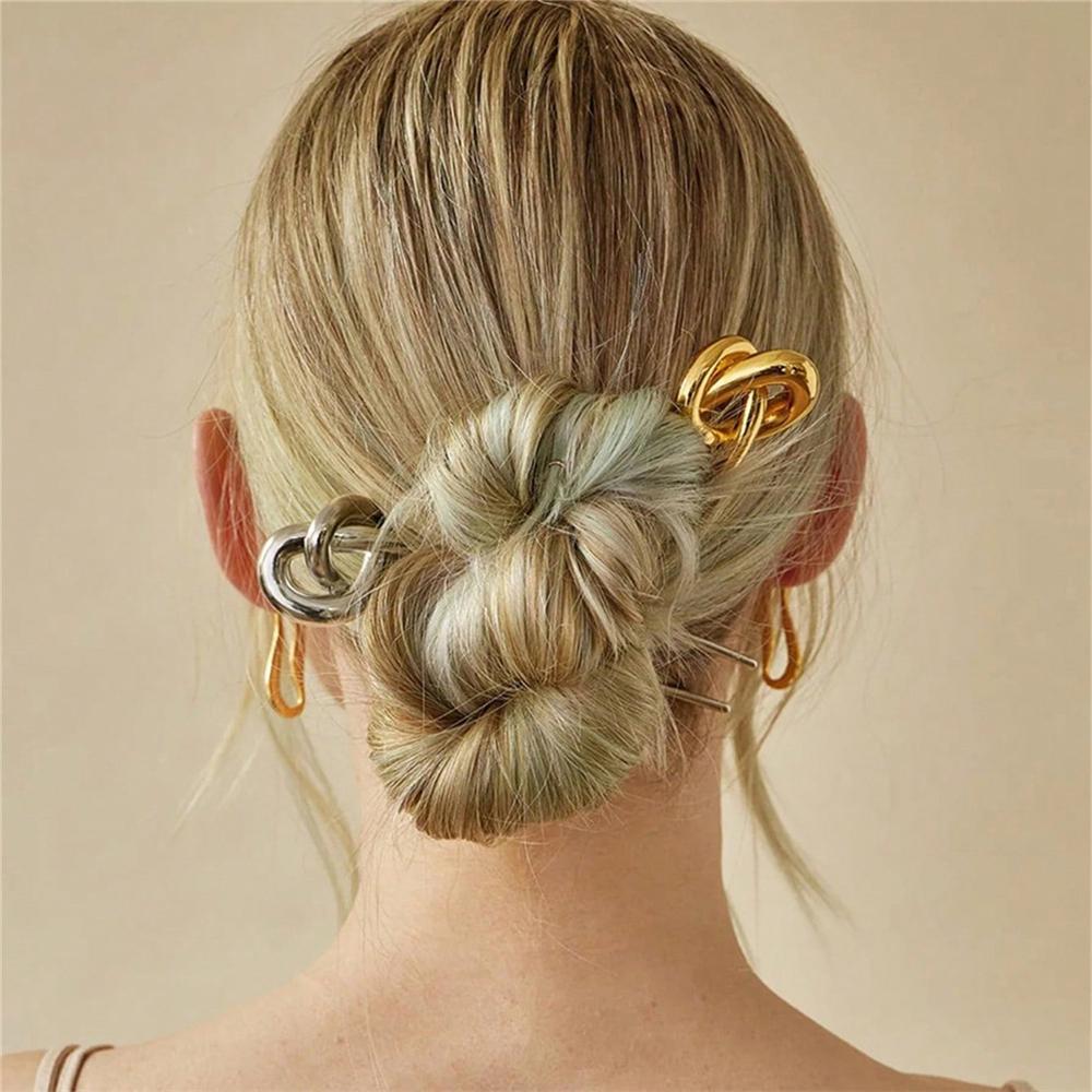 Fermacapelli Metallico Alcali Acqua Nodo per Capelli da Donna Semplice e Versatile Accessori per Capelli Trecciati sul Retro della Testa