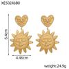 INSSGG Haute Couture Vintage Sun God Pendant Earrings – Tribal Textured Heart Exaggerated Luxury Style