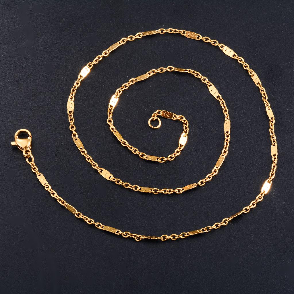 2mm Wide Stainless Steel Rolo Polish O Chain Neck Necklace for Women Men Metal Choker Silver/Gold Jewelry Accessories Gift