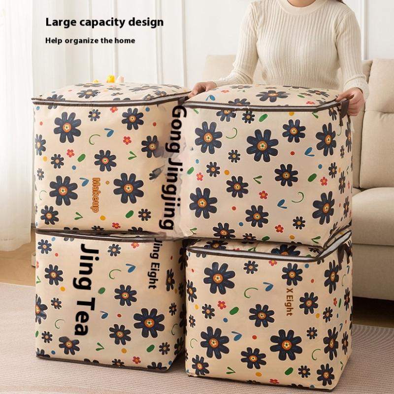 Large Capacity Clothes Storage Bag, Foldable Wardrobe Organizer with Zipper, Dust-Proof Moving & Toy Container Box
