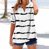 Women's Loose Printed Stand Collar Short-sleeved Cotton and Linen Top