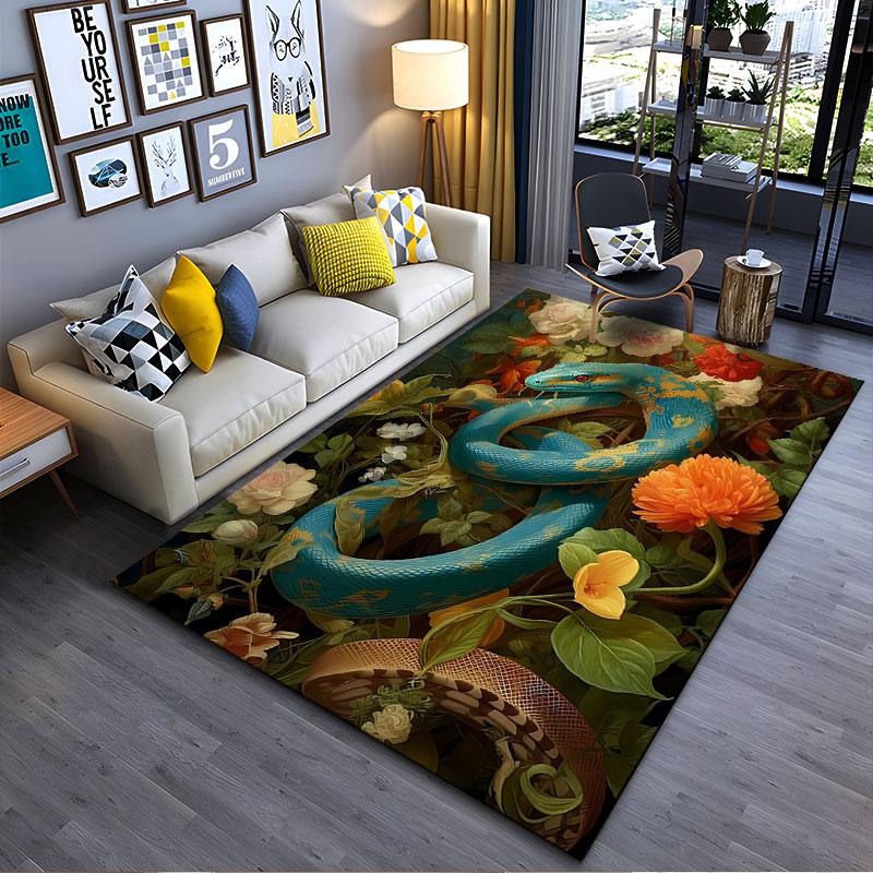 **Vivid Snake and Floral Design** suitable as a non-slip mat for the living room or bedroom sofa