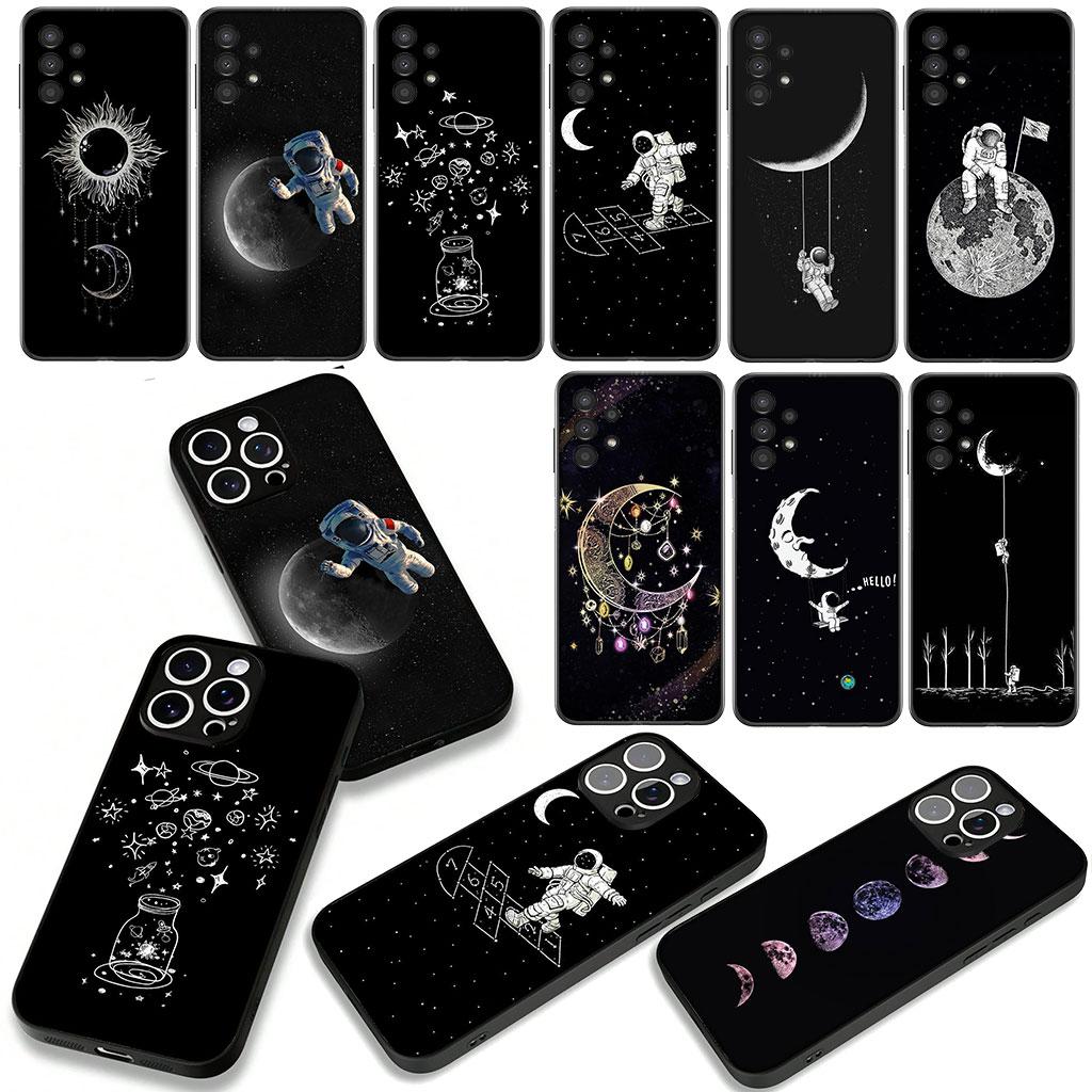 Astronaut Moon Stars Sky Phone Cover for Samsung Galaxy A36 A17 A26 A07 A35 A54 A53 A13 A33 A34 S8 S9 S20 S21 FE S10 Plus Case