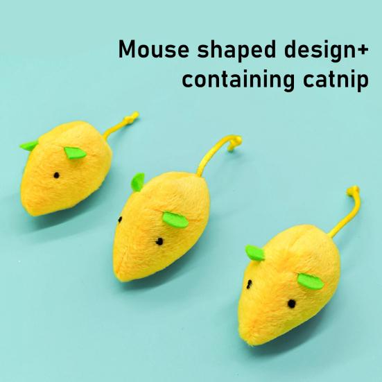 5Pcs Lemon Mouse Cat Toys Catnip Filled Cute Mouse Plush Cat Chew Toy Kitten