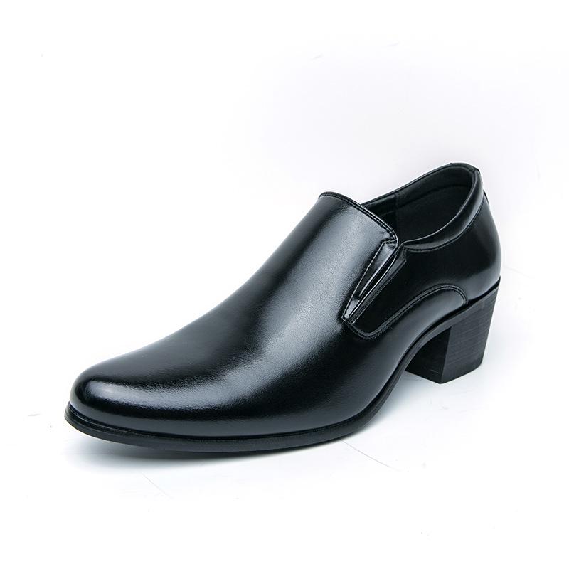 Herren Modische Absatzsteigernde Leder Slipper Freizeitschuhe, Spitze und Hoher Absatz für den Frühling